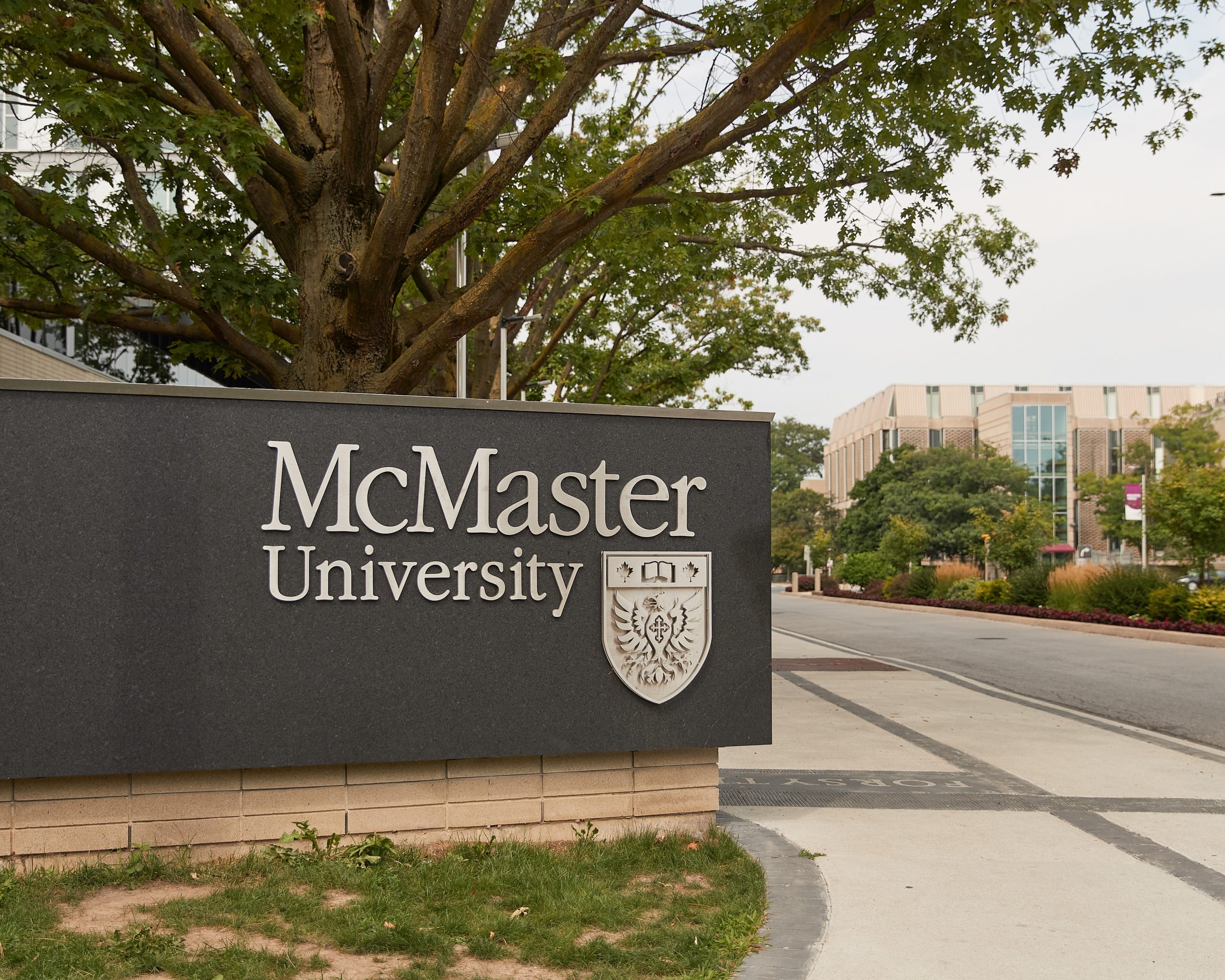 A picture of the McMaster University sign on campus.