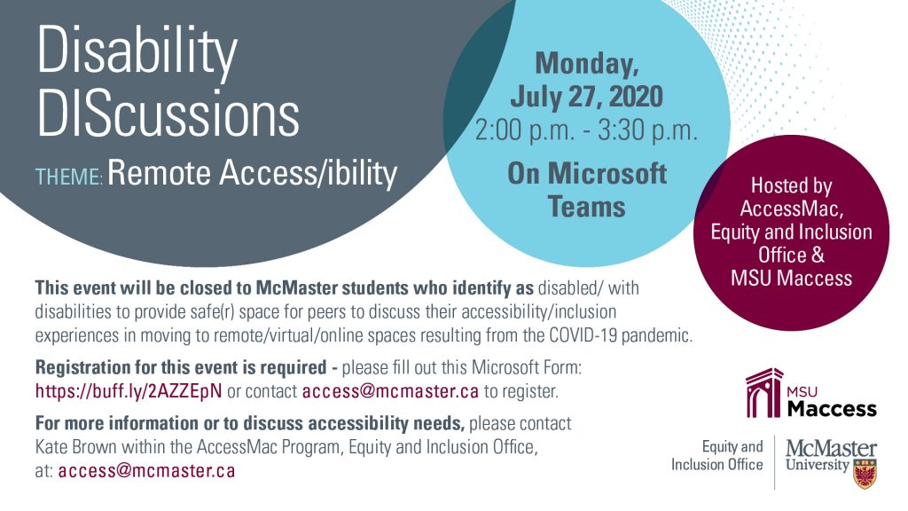 The official poster for the Disability DIScussion surrounding the theme of Remote Access/ibility.